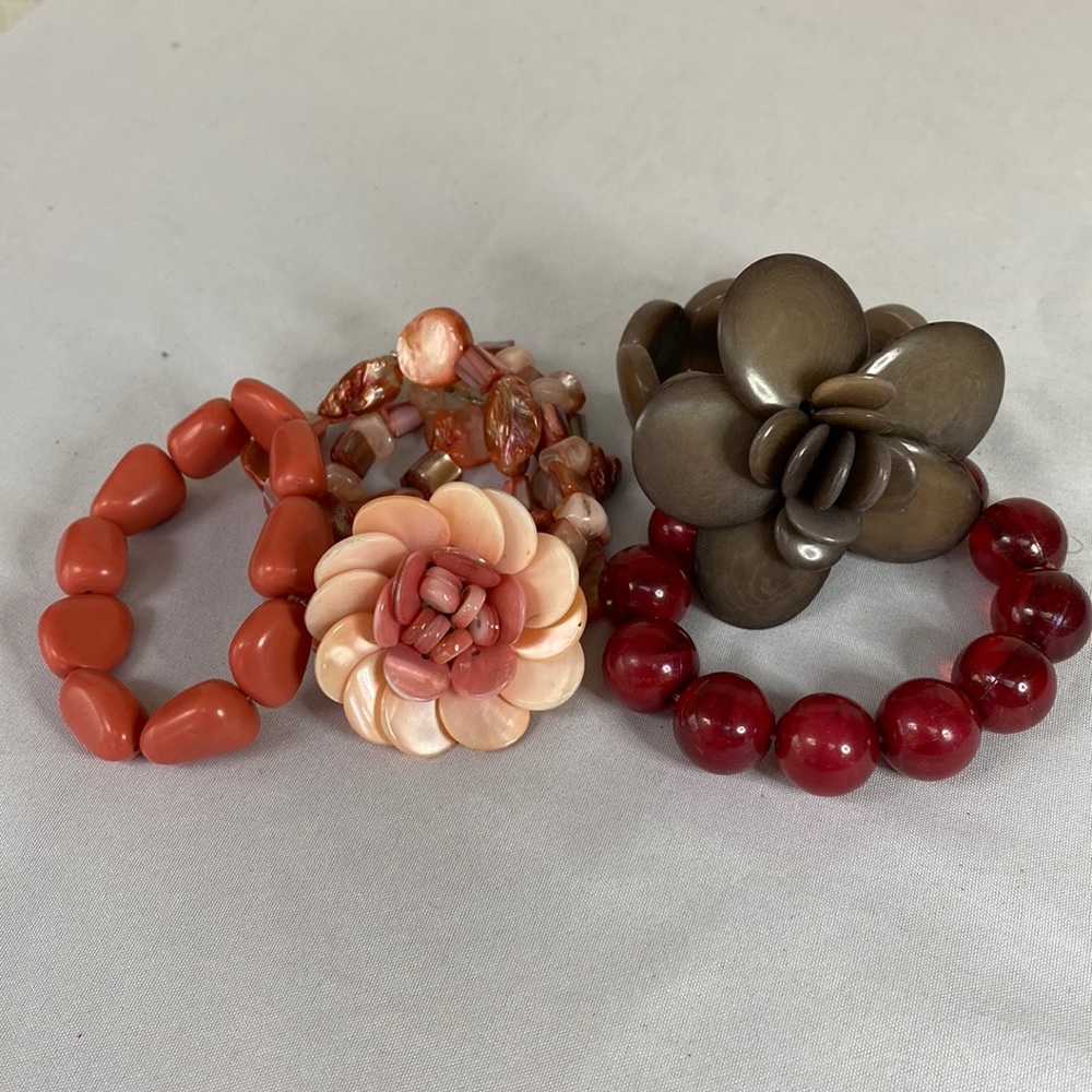 Fun group of flower and bead bracelets